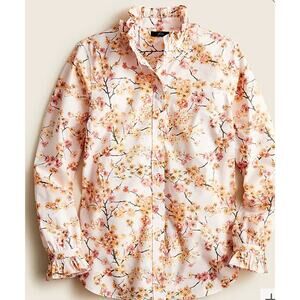 J.Crew Classic-fit ruffleneck shirt in cherry blossoms #BB244